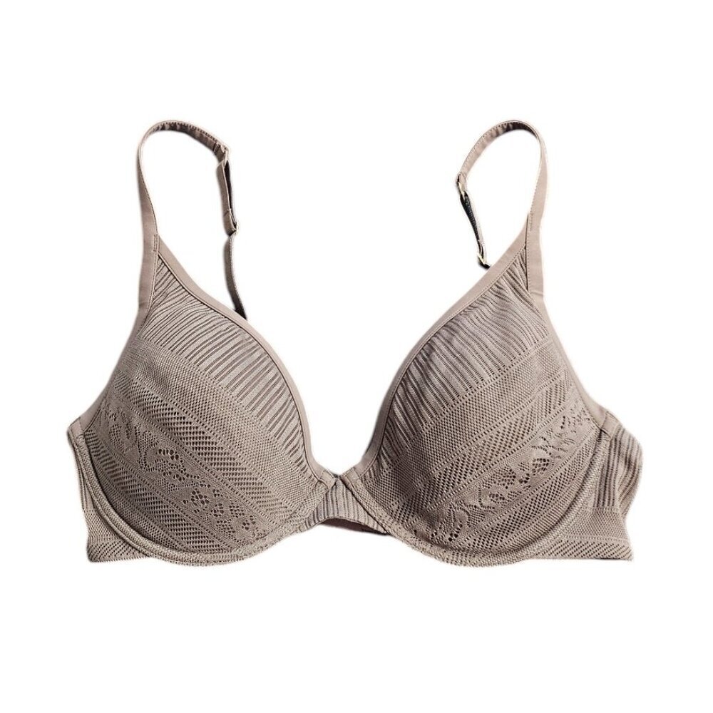 ThirdLove Everday Lace Plunge Bra, Brown Taupe, Underwire Size 36C